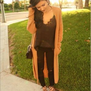 Burnt Orange Knit Duster Cardigan